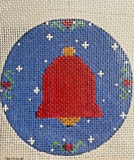 Handpainted Needlepoint Canvas,Zweigart 18m Christmas bell ornaments JWPO 100