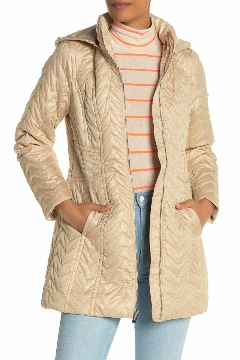Via Spiga Women s Jacket Beige Size Small S Zig Zag Quilted Zipped