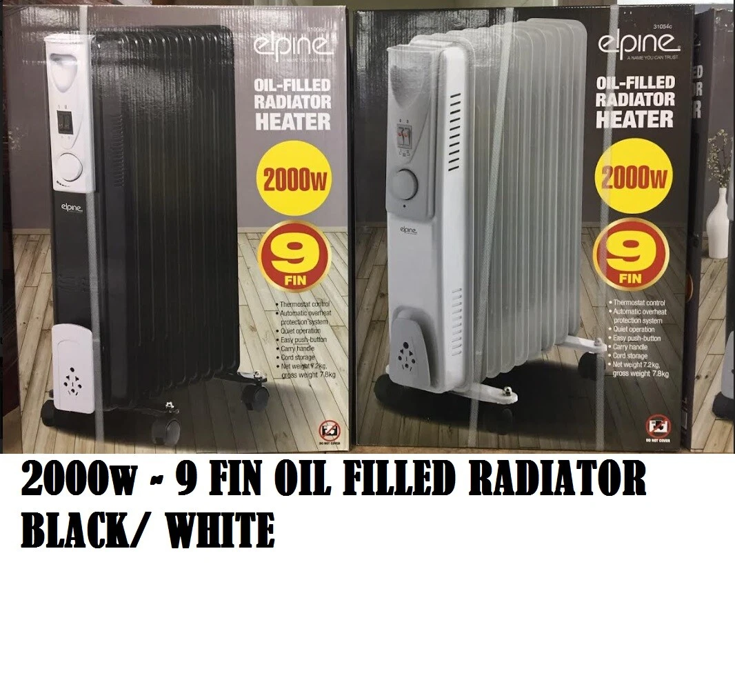 BLACK-7/9/11 FIN OIL FILLED RADIATORS HEATER 1500W/2000W/2500W- ELPINE |  eBay