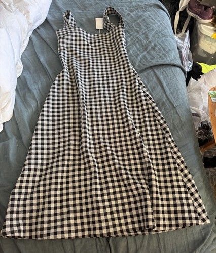 Jeune Otte Sonia Dress In Gingham Knit Ponte Black White NWT $365 Sz 0