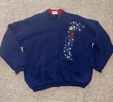 Artisans Sunschein Design Vintage cardigan CARDINAL DESIGN fleece sweater Large