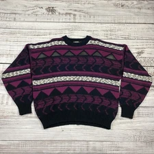 Sostanza Fashion Police Mens 80s Vintage Design Sweater Pink/Black/White XL