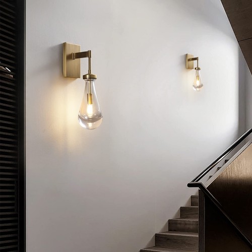 Dimmable Raindrop Sconces Brass Sconce Gold Wall Sconces Set of Two - Picture 13 of 16