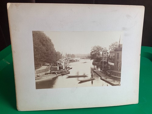 1800s Antique Albumen Large Format Cabinet Card Photo River Thames Isis Oxford - Picture 2 of 8