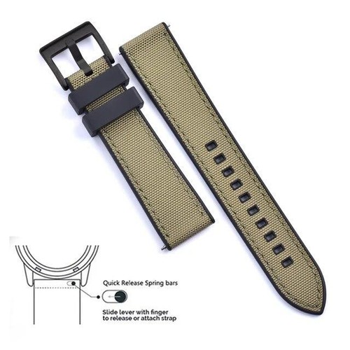 Hybrid Fkm Watch Strap Fluoro Rubber Canvas Nylon Watchbands Quick Release - Picture 38 of 76
