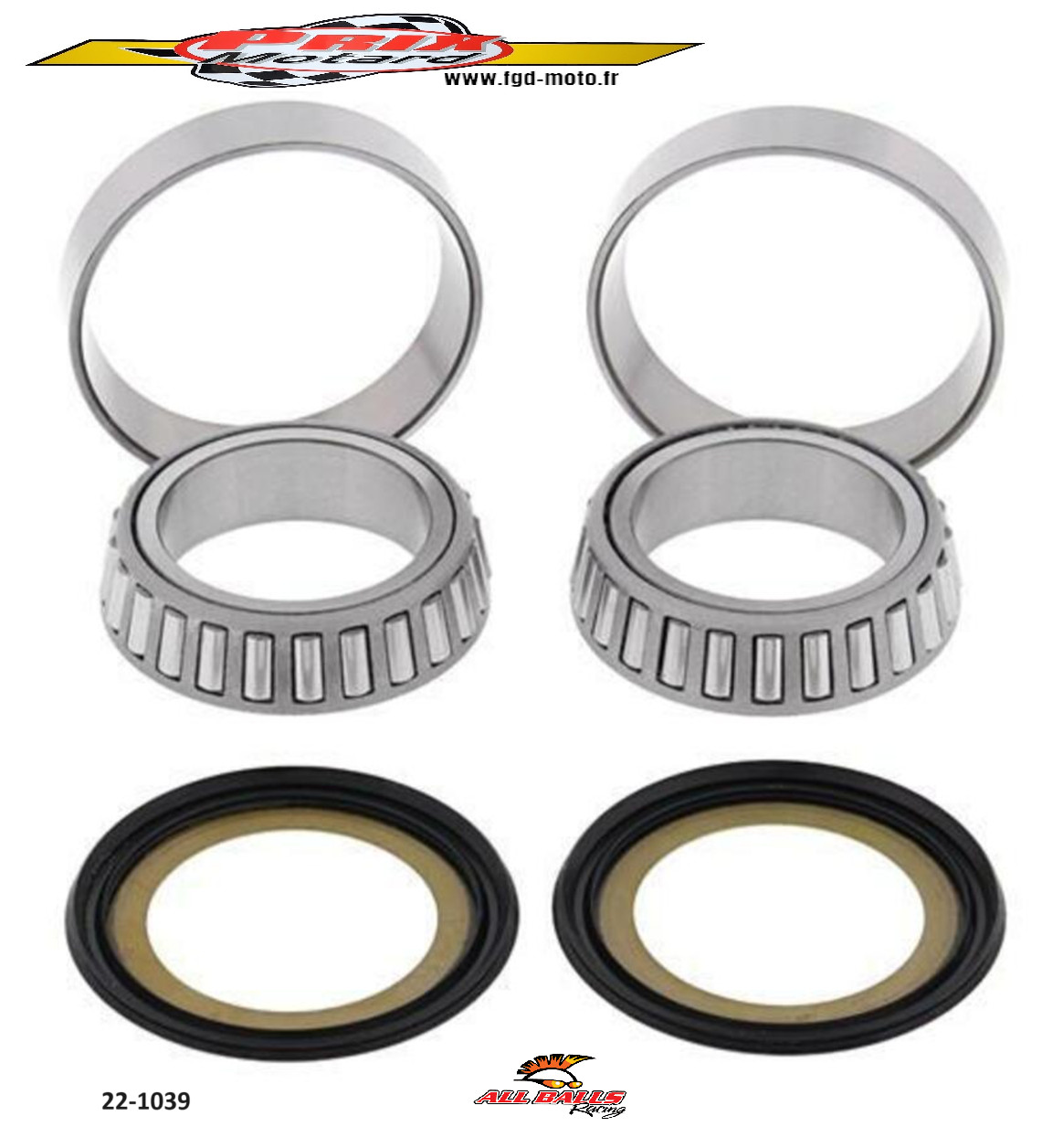 Kit roulement colonne direction Kawasaki Ninja ZX-6R All Balls pour éliminer le jeu au guidon