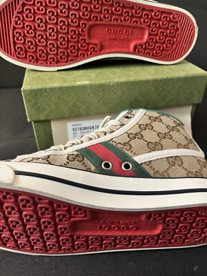 Size 7 (37) - Gucci Tennis 1977 High Beige Ebony W | eBay
