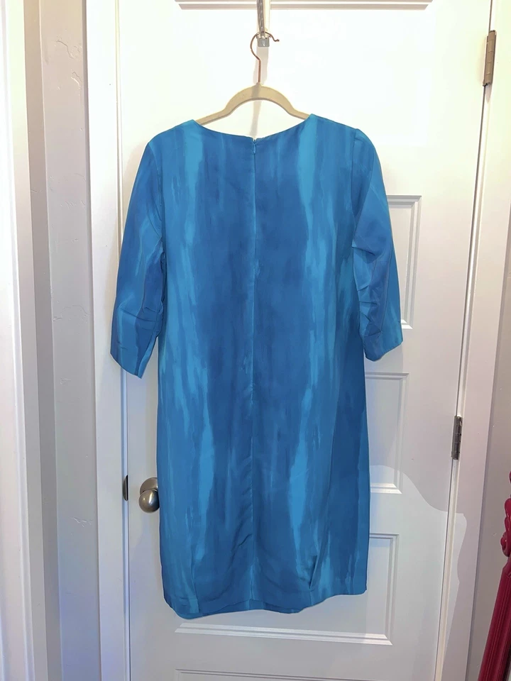 Size 8 Simply Vera Vera Wang Stunning Blue/Teal Shift Cocktail Party Dress! - Image 2 of 4