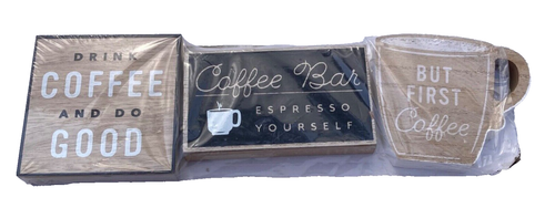 3 Mini Coffee Shop, Cafe, Barista Signs, Wall Decor, Coffee Bar But First Coffee