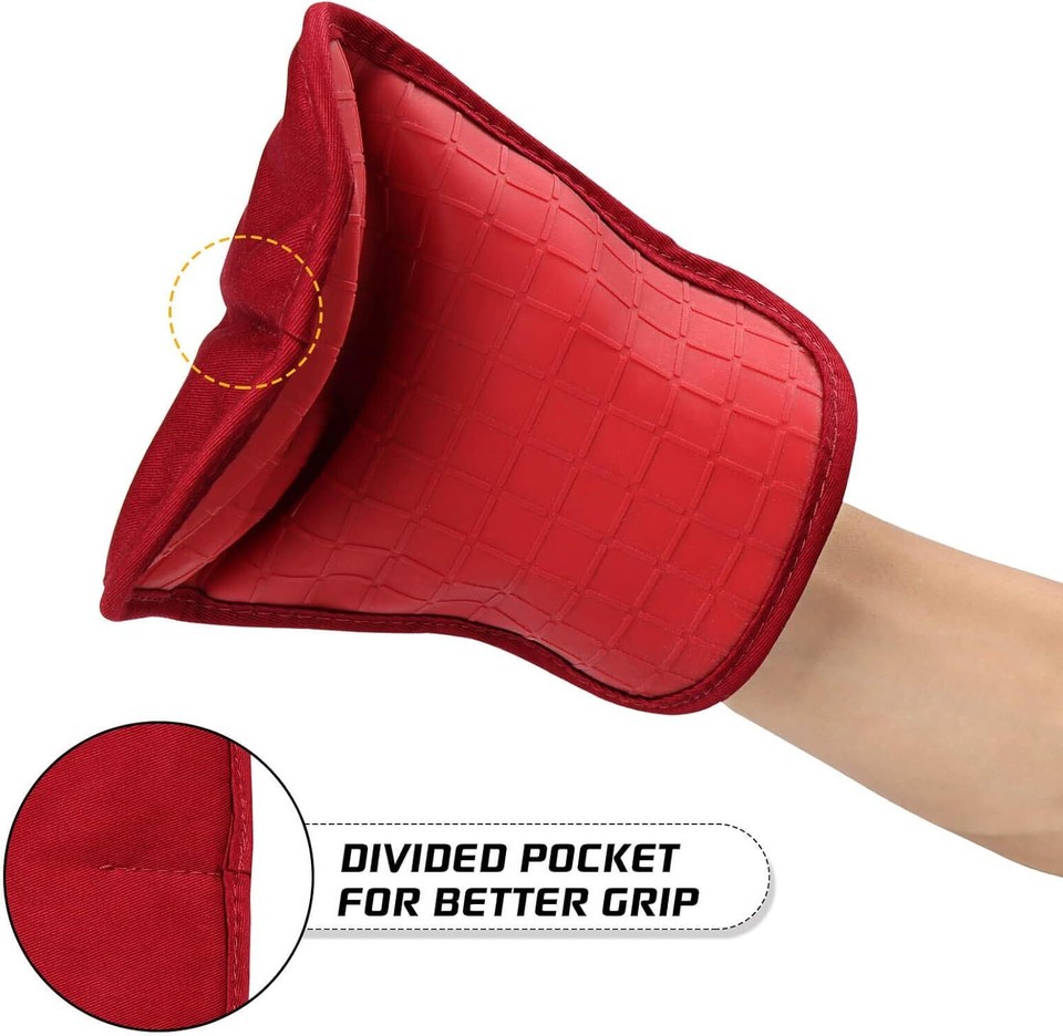 HOMWE Silicone Oven Mitts and Pot Holders for Kitchen & Baking Set of