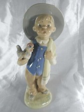 SUPERBE GRANDE FIGURINE GARÇON AU COQ EN PORCELAINE ESPAGNOL REX VALENCIA