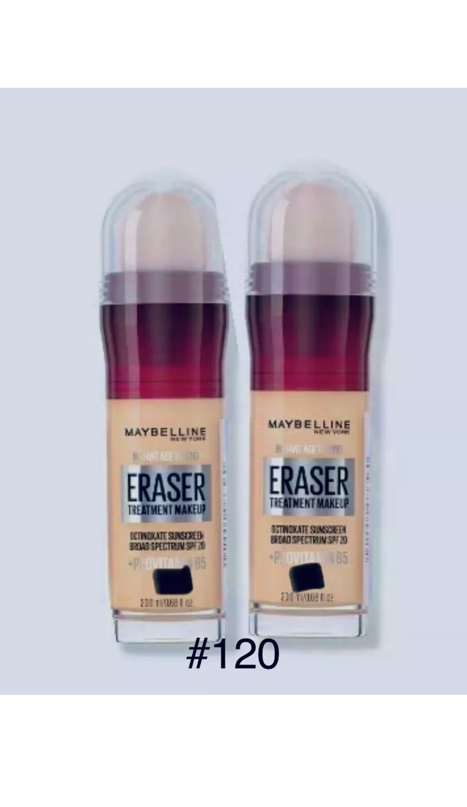 Maquillaje tratamiento borrador Maybelline Instant Age Rewind #120 luz neutra 2 unidades