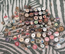 Lot of 110 Vintage Wooden Spools of Thread Coats  Clark  s Lily Corticelli Etc