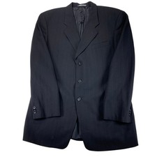 Giorgio Armani Collezioni Blazer Sport Coat Mens 44 R Black Pinstripe Wool Italy