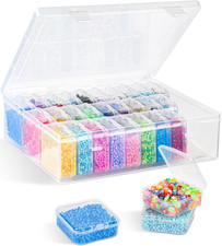 Bead Organizer Box 31 Pcs Clear Plastic Storage with Hinged Lids Small Craft