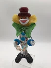 Vintage 10” Handblown Murano Glass Clown Holding Glass Bottle
