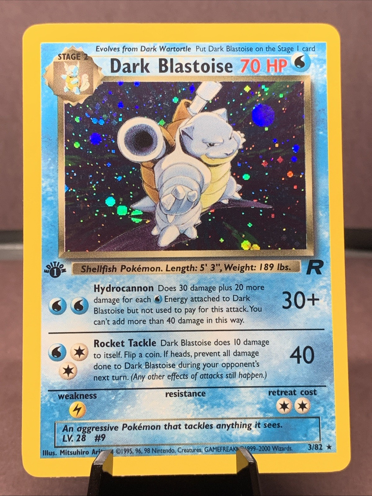 Pokemon TCG 1st Edition Dark Blastoise 3/82 Team Rocket Holo Rare VTG WOTC NM