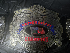 United States Champion Wrestling Championship Belt Black Strap Snap Closure.
