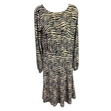 LOFT Women's Zebra Print Long Sleeve Knee Length Dress Size 4 Animal Print