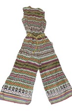 Vintage 60s 70s Wide Leg Jumpsuit Southwestern Print Retro Boho Romp Sz Small