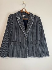 Chicos Women s Navy and White Tweed Blazer Jacket in size large 2