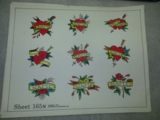 VINTAGE 1978 SPAULDING ROGERS TATTOO FLASH PRODUCTION SHEETS SET OF 5