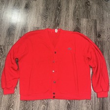 Vtg 60s 70s Izod Of London Lacoste Red Cardigan Orlon Acrylic Cardigan Large