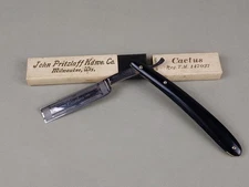 Antique Germany "CACTUS" Straight Razor Pritzlaff HARDWARE Milwaukee WI & Case
