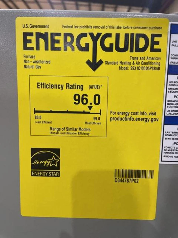 American Standard S9X1C100D5PSBA 100,000 Btu ECM Downflow Gas Furnace 96% 210985 - Image 4 of 4