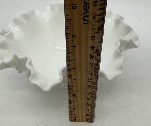 Fenton 3 Toed Milk Glass Hobnail Bowl 3635 Crimped Rim 8” Round Discontinued - Picture 10 of 10