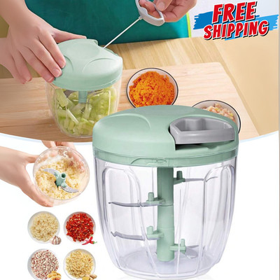 900ML Vegetable Chopper Manual Food Processor Hand Pull String Big Garlic Mincer