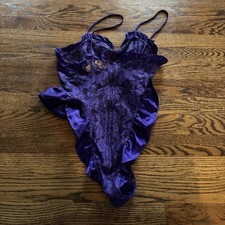 Vtg Victorias Secret Gold Label Purple Lace Teddy Small Bodysuit Lingerie USA