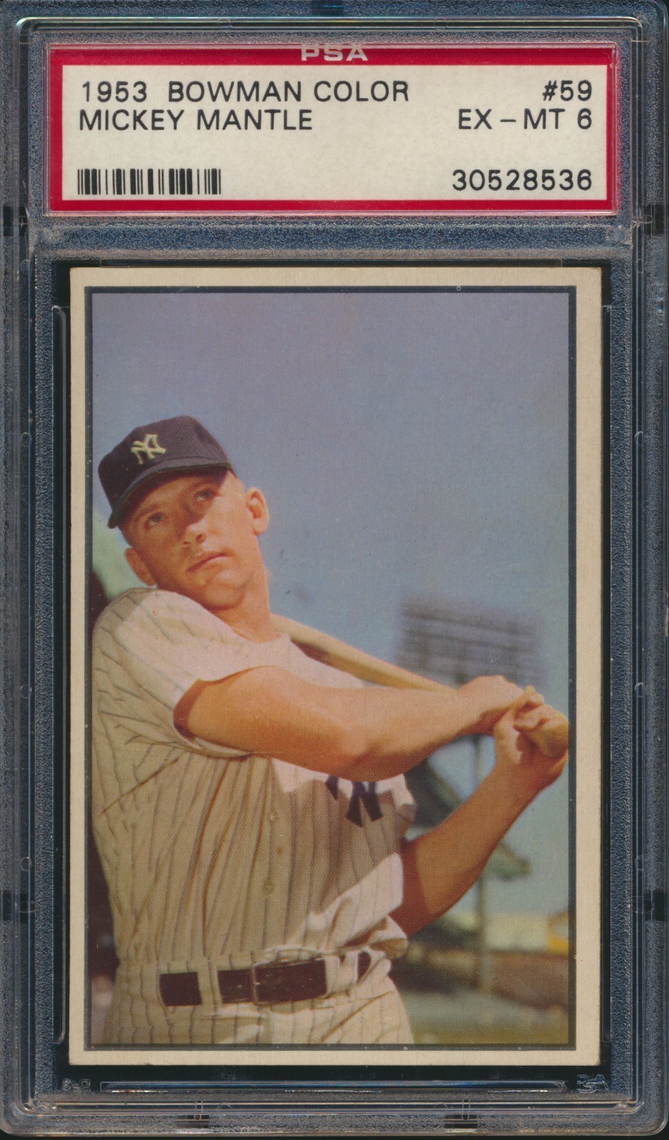 1953 BOWMAN COLOR BASEBALL #59 MICKEY MANTLE PSA 6 EX-MT HOF YANKEES