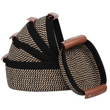 Storage Basket Set of 5 - Cotton Rope Baskets With Leather Handles - Small Wo...