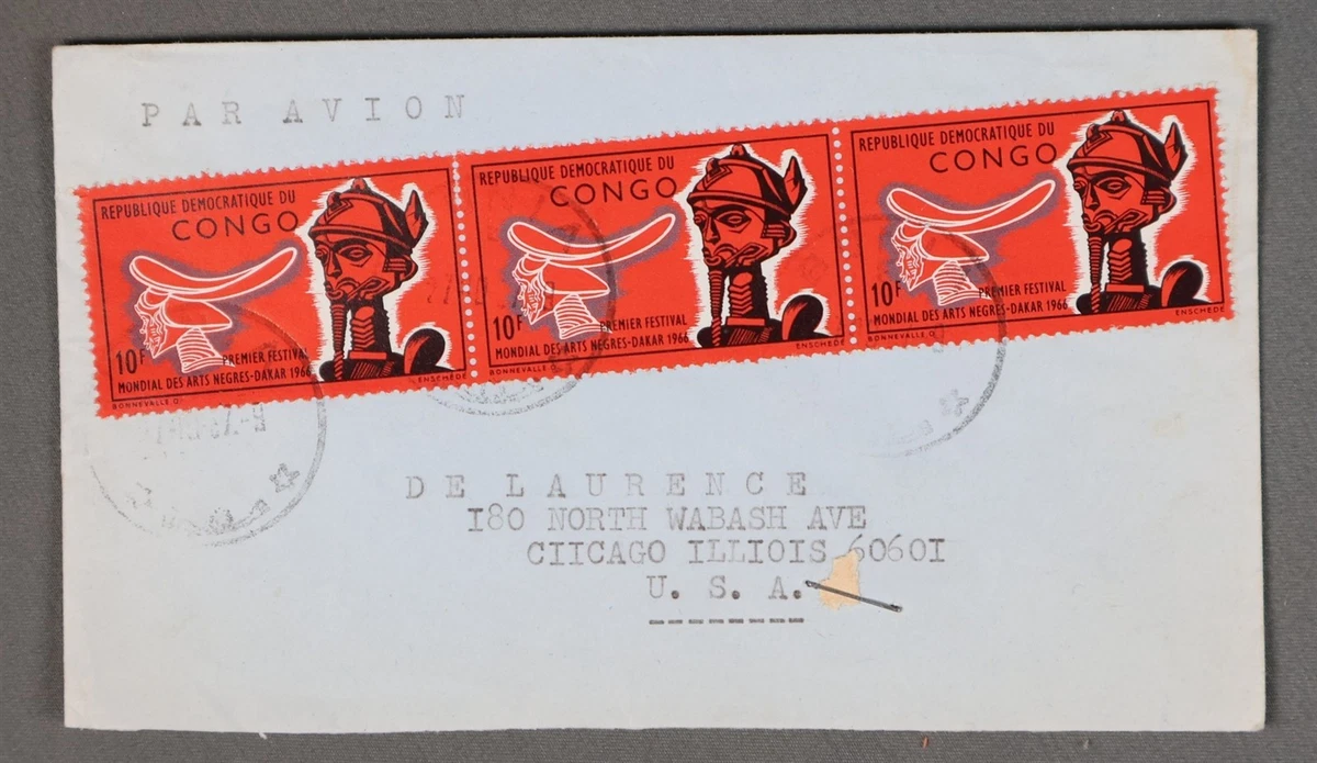 Mayfairstamps Congo 1967 Festival de Arte Dakar Strip a Chicago IL Cubierta ccb_57371