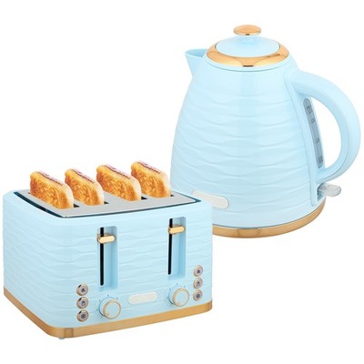 HOMCOM Wasserkocher- und Toaster-Sets, 3000 B 24,1 L x 19,5 B x 23,2 H cm, hellblau 