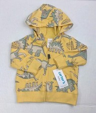 Carter's Yellow Gray Dinosaurs Full Zip Hooded Jacket 6M