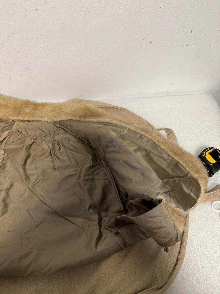 Vintage Mink Fur Stole Womens One Size Tan Beige Satin Lined Shawl Capelet 50s - Image 4 of 4