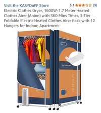 KASYDOFF Electric Clothes Dryer 1600W 3 Tier Foldable with Cover Indoor