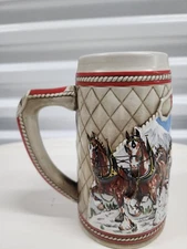 Budweiser 1985 A Series Snow Capped Mountains Stein Vintage Beer Mug Ceramic