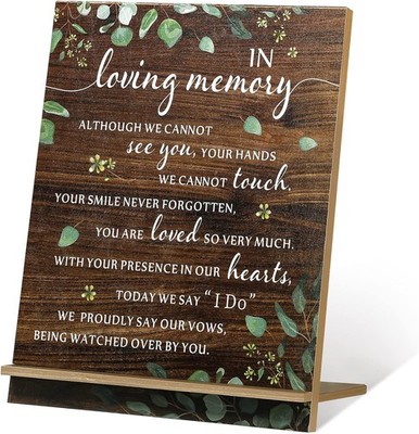 Chunful in Loving Memory Wedding Sign Acrylic Memorial Table Wood, White 