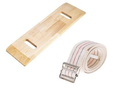 COW&COW Wooden Transfer Board 30in With Cotton Gait Belt Beige Wheelchair Aid