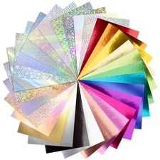 30 Pack Metallic Holographic Cardstock Paper Sheets, 6" x 8" Color Foil Mirro...