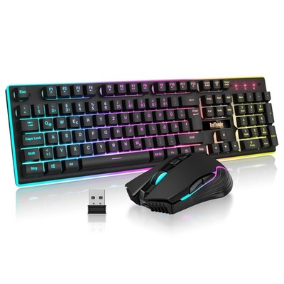 Gaming Tastatur Maus Set, Kabellos, QWERTZ DE, 3200 DPI, RedThunder, Schwarz