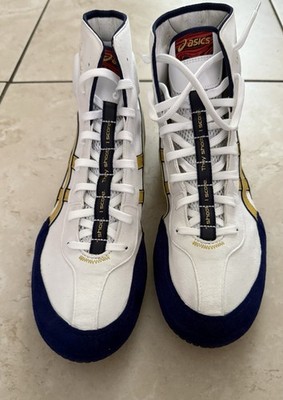 Asics Dan Gable Evo 3 Wrestling Shoes - WHITE/RICH GOLD Size 11 mens