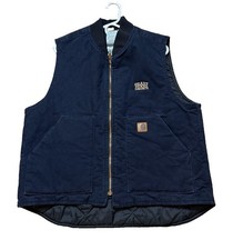 Carhartt Quilted Lined Duck Canvas Vest Mens Size LG Midnight Blue V02 MDT