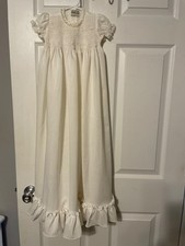Vintage Smocked Ivory Christening Gown By Carter Kae - Smocked Love Birds
