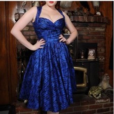 PinUp Couture Grace Blue Flocked Vintage 1950  s Pinup FitnFlare RockABilly Dress