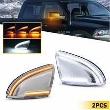 09-22 For Dodge RAM Chrome Dual Color Side LED Mirror Puddle Light Signal Lamps