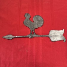 Vintage Aluminum Black Rooster Chicken Outdoor Weathervane Topper 17” Wide 1971